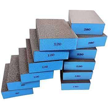 Kit 6 Spugne Abrasive Con Grana 60/80/100/120/180/220 - Lavabili E Riutilizzabili Per Legno, Metallo, Vernice E Pareti - Dimensioni 7x10x2.5cm