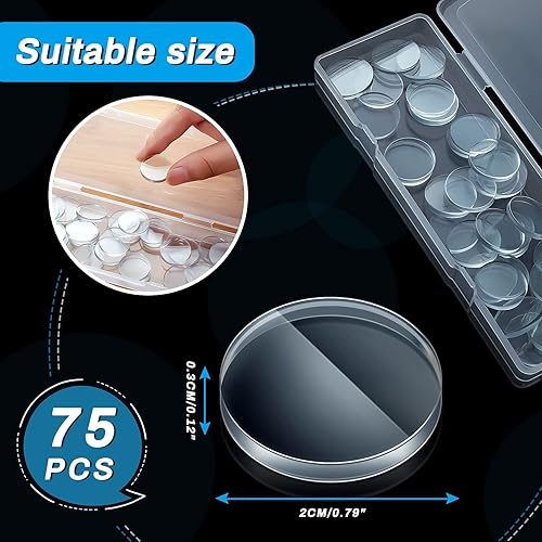 Miniatura 2 de Nuanchu 75 almohadillas antideslizantes de vidrio para mesa, protector de parachoques redondo, transparente, no adhesivo, 0.787 x 0.118 in
