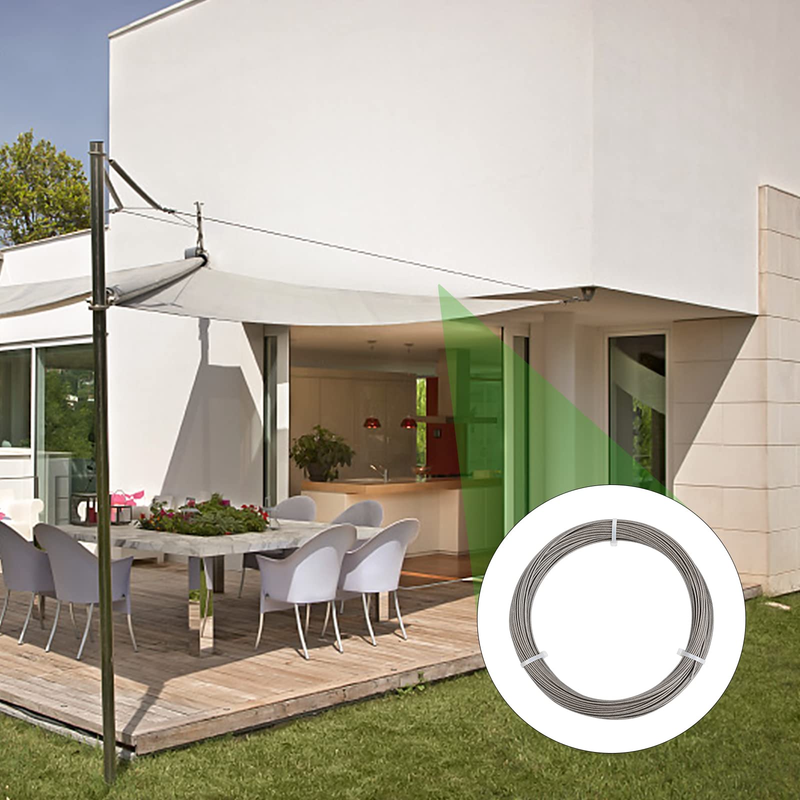 50M Câble Métallique, Câble Acier Inoxydable 304 PVC Enduit 2mm, Corde à Linge Inox 7x7 Extra Fort, Cable en Acier pour Rideaux, Fil de Suspension pour Cadre Photos Miroir Jardin Bricolage Extérieur