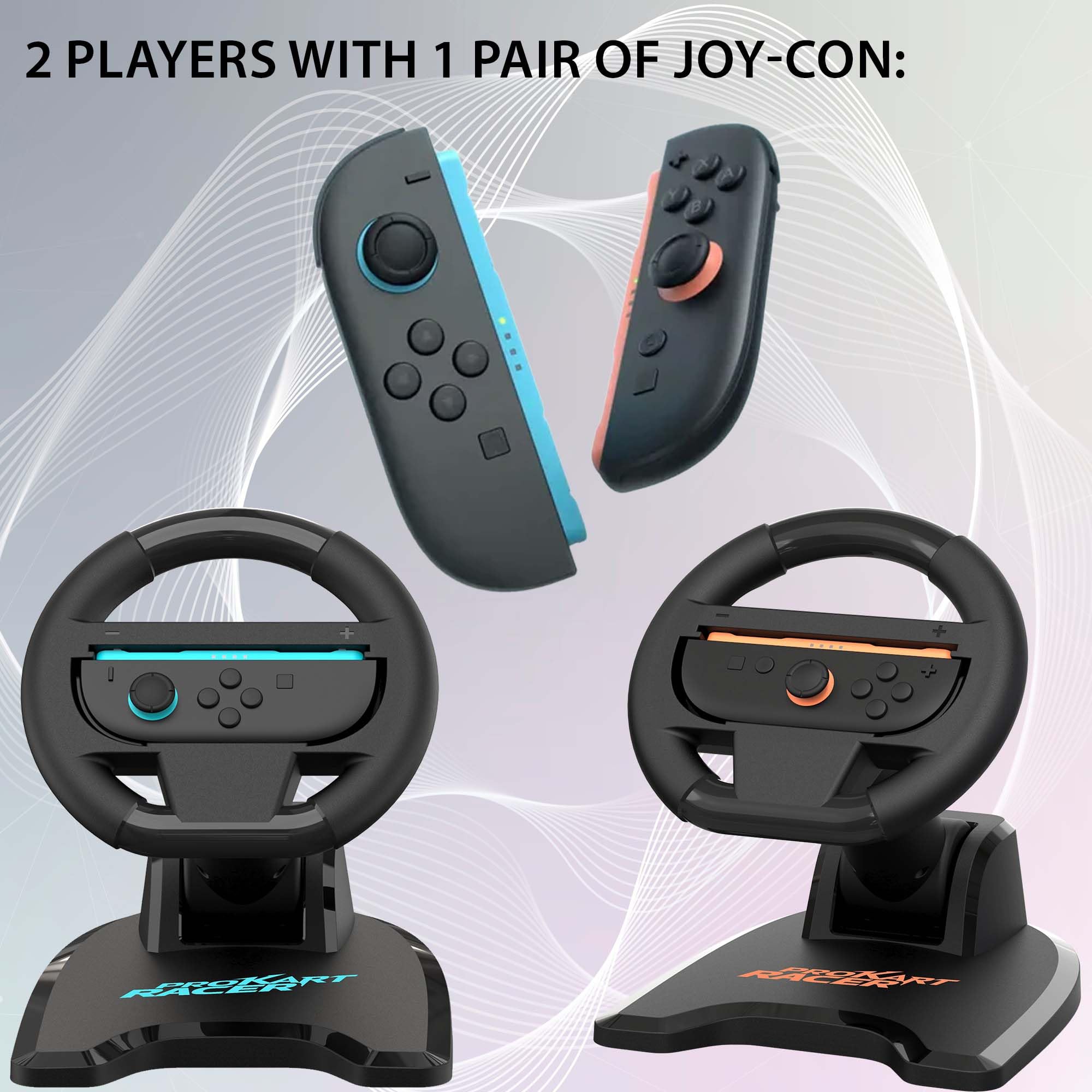 SUBSONIC - Set di 2 ruote da corsa per Joy-Con Nintendo Switch e Switch 2 - Ruote da corsa pieghevoli con supporto e ventosa compatibili con Joycon Switch e Switch 2 - Nero