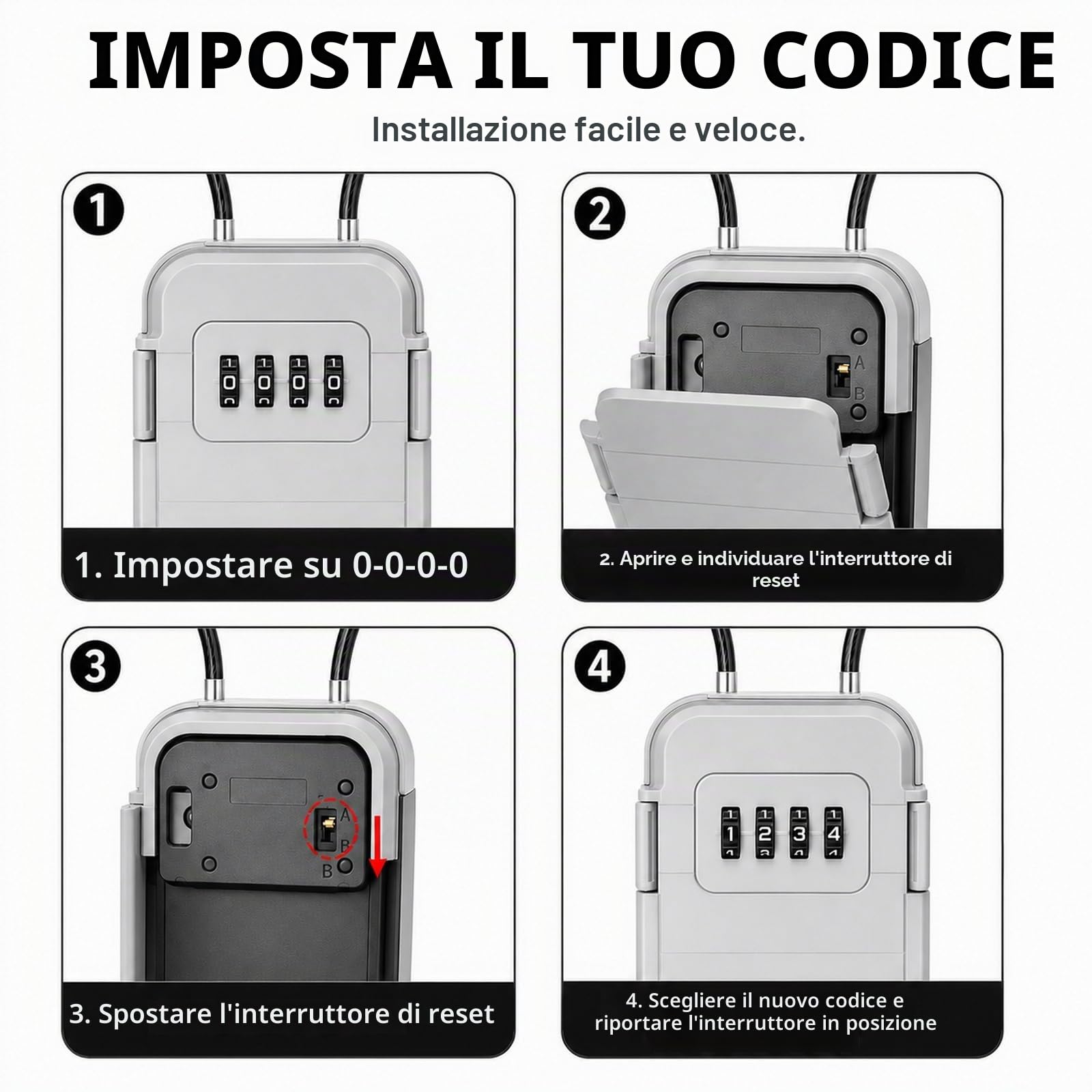 GOOGO Cassetta sicurezza portatile da spiaggia con combinazione, impermeabile antifurto, mini cassaforte viaggio per piccoli valori, piscina, camping e palestra (grigio)