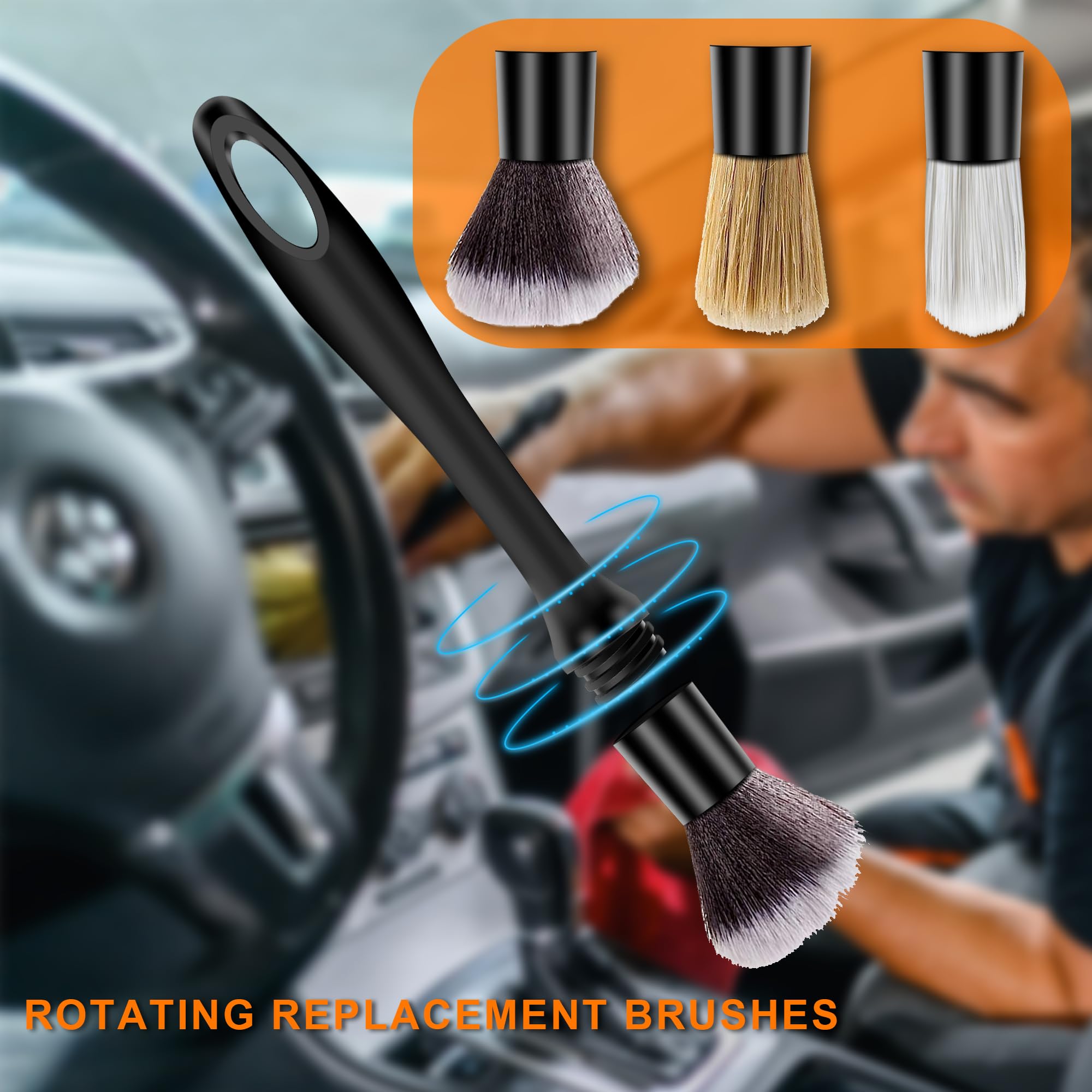 URAQT 5PCS Pinceau Detailing Auto, Pinceaux Nettoyage Voiture Remplaçable