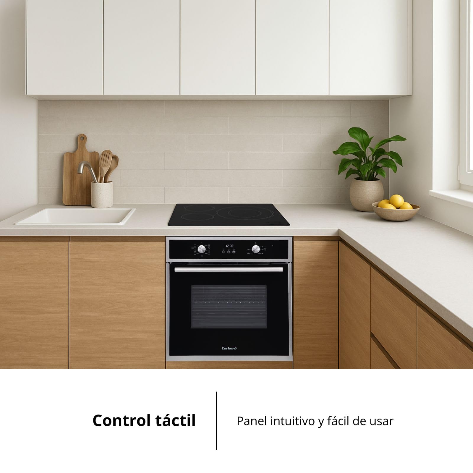 Corberó - Placa Inducción | 3 Zonas | CCIM3FBS324 | Potencia 7400W | Touch Control | 3 Boosters | Zona Grande 32 Cm | Bordes Biselados | Temporizador| Bloqueo Seguridad Niños | Negro