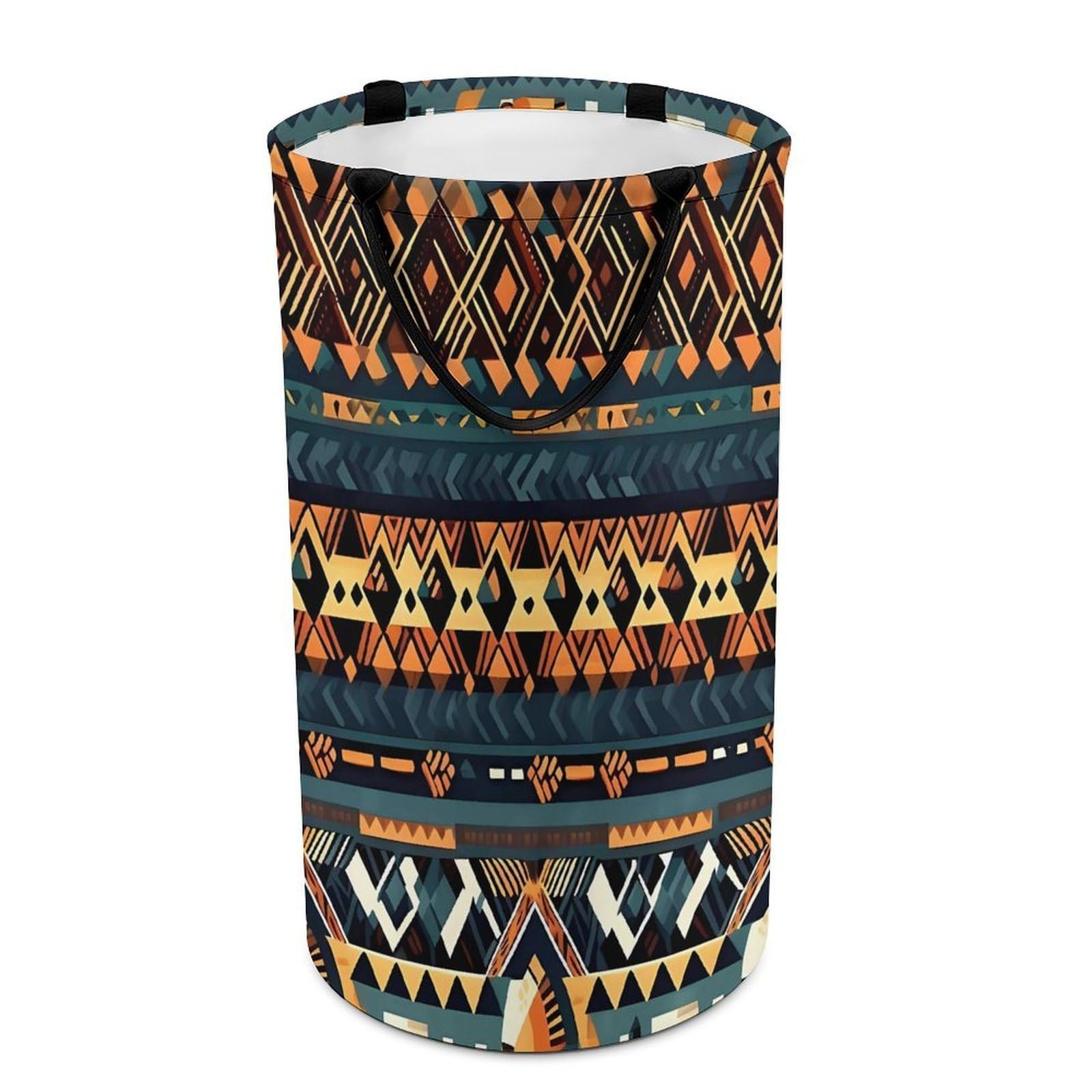 African Tribal Ethnic Texture Laundry Hamper Waterproof Clothes Basket Large Capacity Collapsible Laundry Basket Freestanding Clothes Hamper for Dorm Family Bathroom Decor Storage 86L