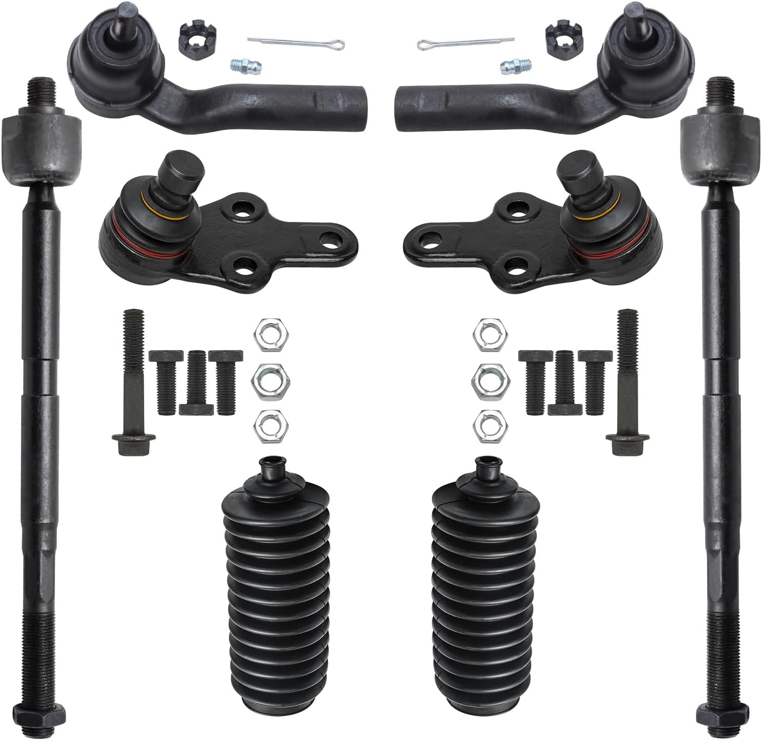 Detroit Axle - Front 8pc Suspension Kit for 13-18 Ford Focus, 14-18 Transit Connect, 4 Tie Rod Ends 2 Lower Ball Joints 2 Boots 2013 2014 2015 2016 2017 2018 Replacement