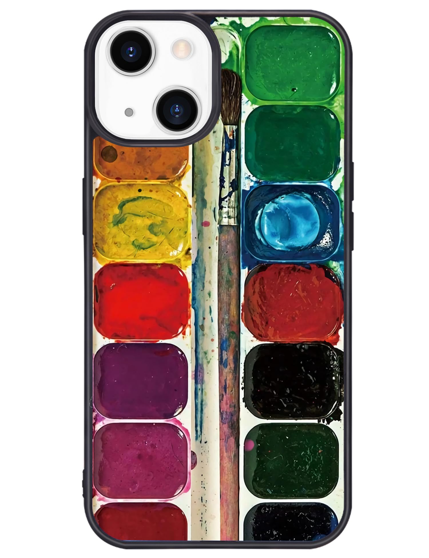 Wihytec Watercolor Paintbox Paint Palette Phone Case for iPhone 13 Watercolor Palette Case Cover TPU Bumper Hard Back Shockproof Phone Case Girly