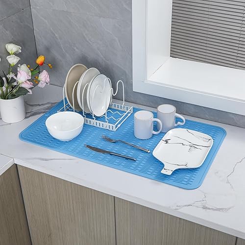 Miniatura 192 de Tapete de silicona para secado de platos para múltiples usos, fácil de limpiar, ecológico, resistente al calor, tapete de silicona para encimera