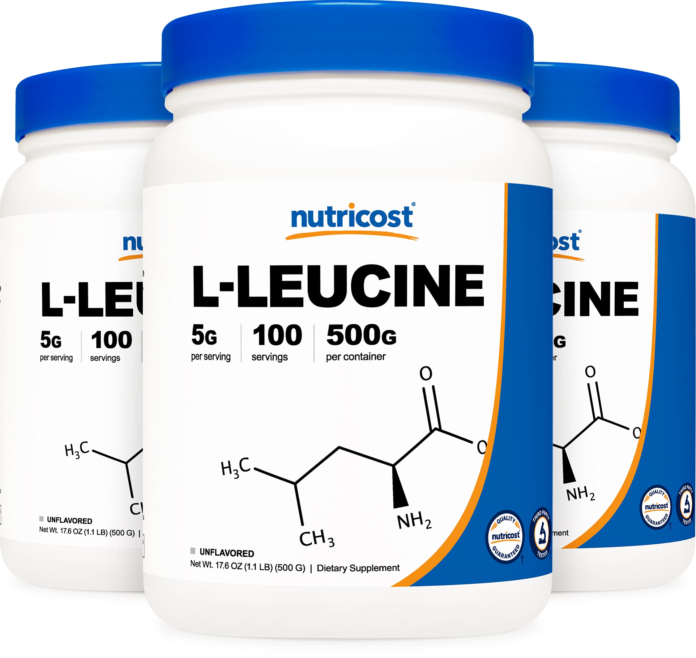 Nutricost Pure L-Leucine Powder 500 Grams (3 Bottles)