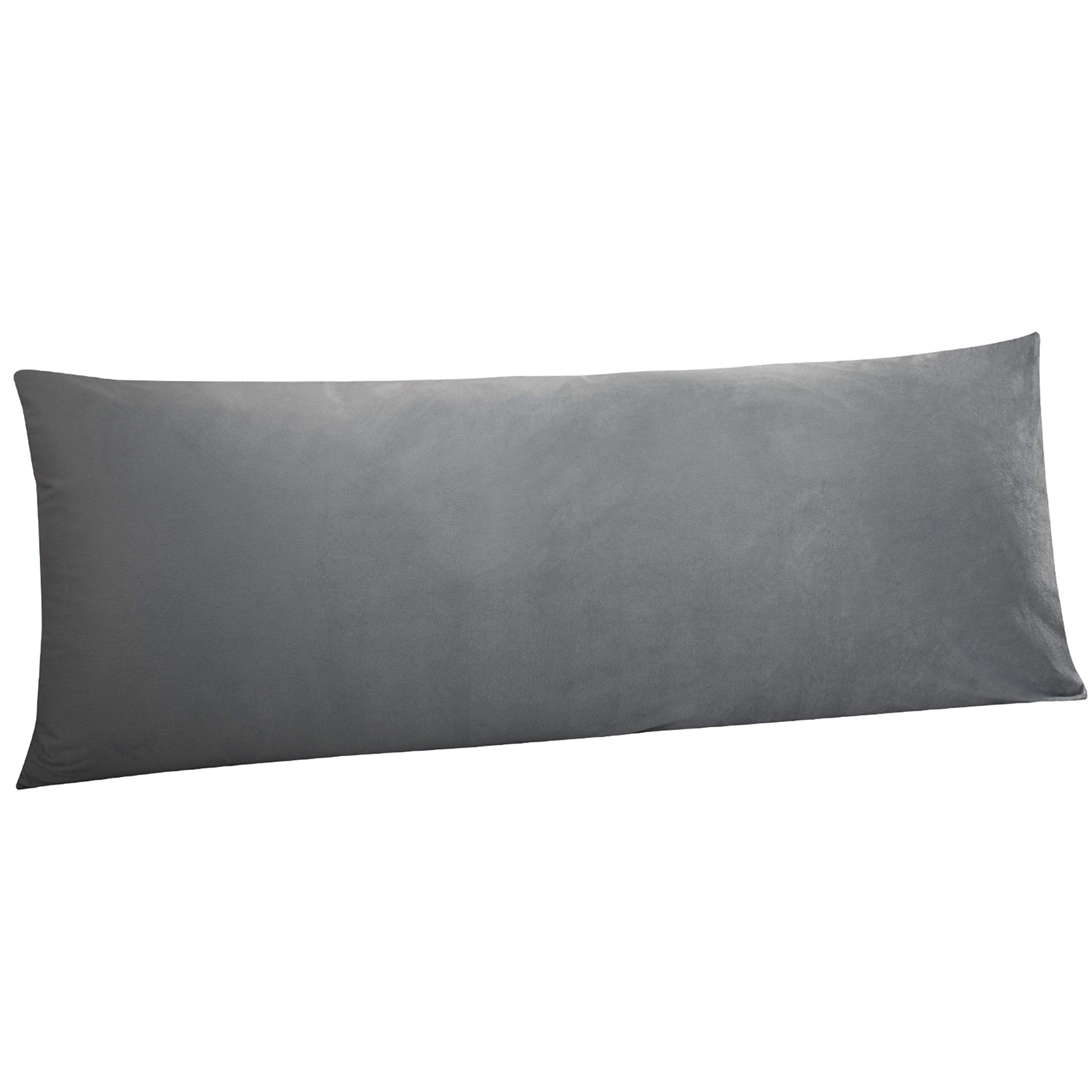 NTBAY Velvet Body Pillow Cover, 20 x 54, Zipper, Smoke Grey