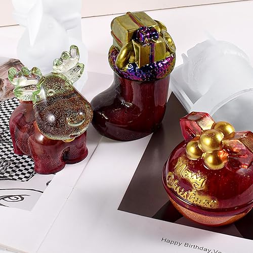 Miniatura 5 de 3 moldes de resina de Navidad, adornos de Navidad 3D, moldes de silicona para hacer velas de Navidad, moldes de fundición de epoxi para bricolaje,