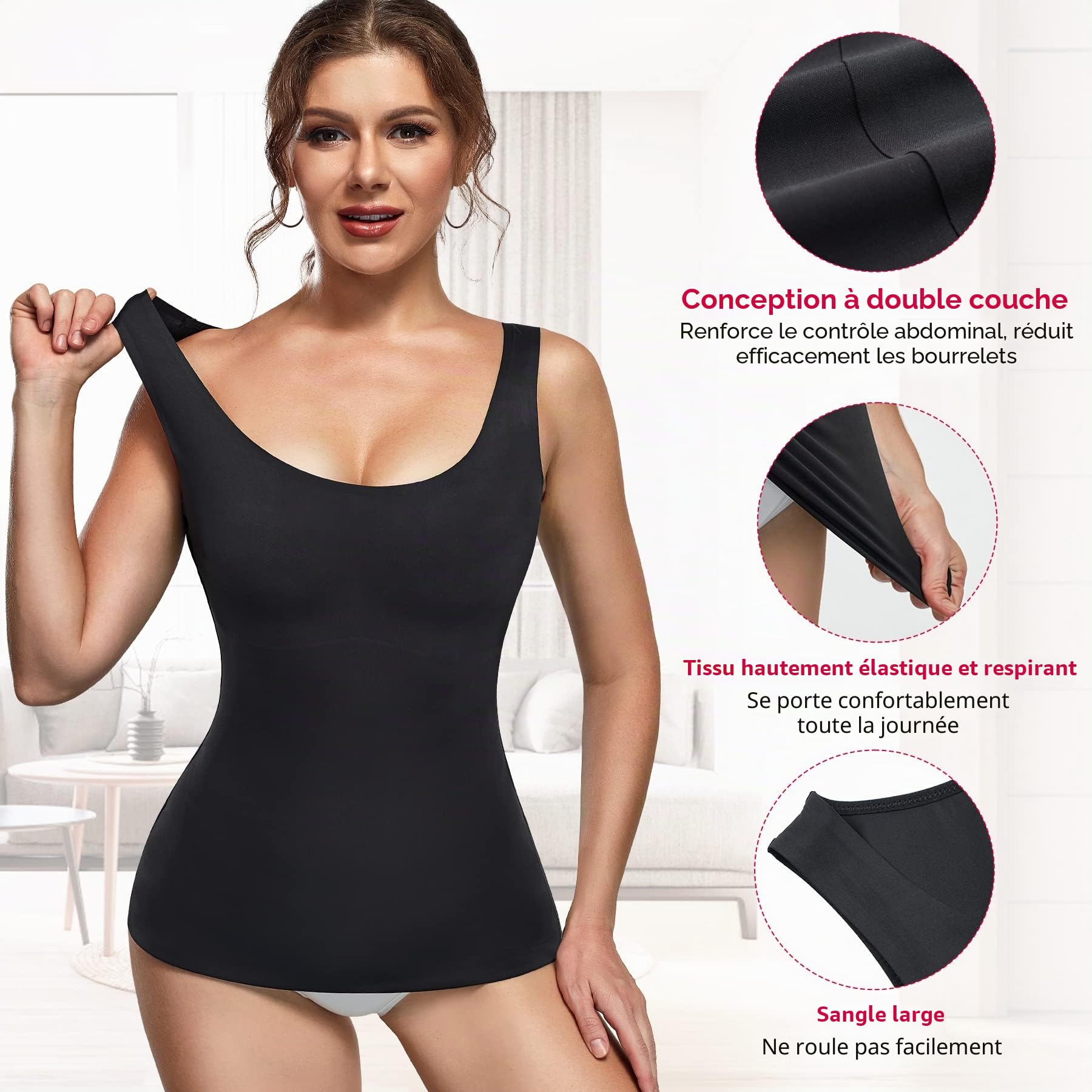 Gotoly Débardeur Gainant Femme Ventre Plat Haut Sculptant Gaine Amincissante Contrôle Du Ventre Lingerie Sculptante Body Shaper Sans Soudure