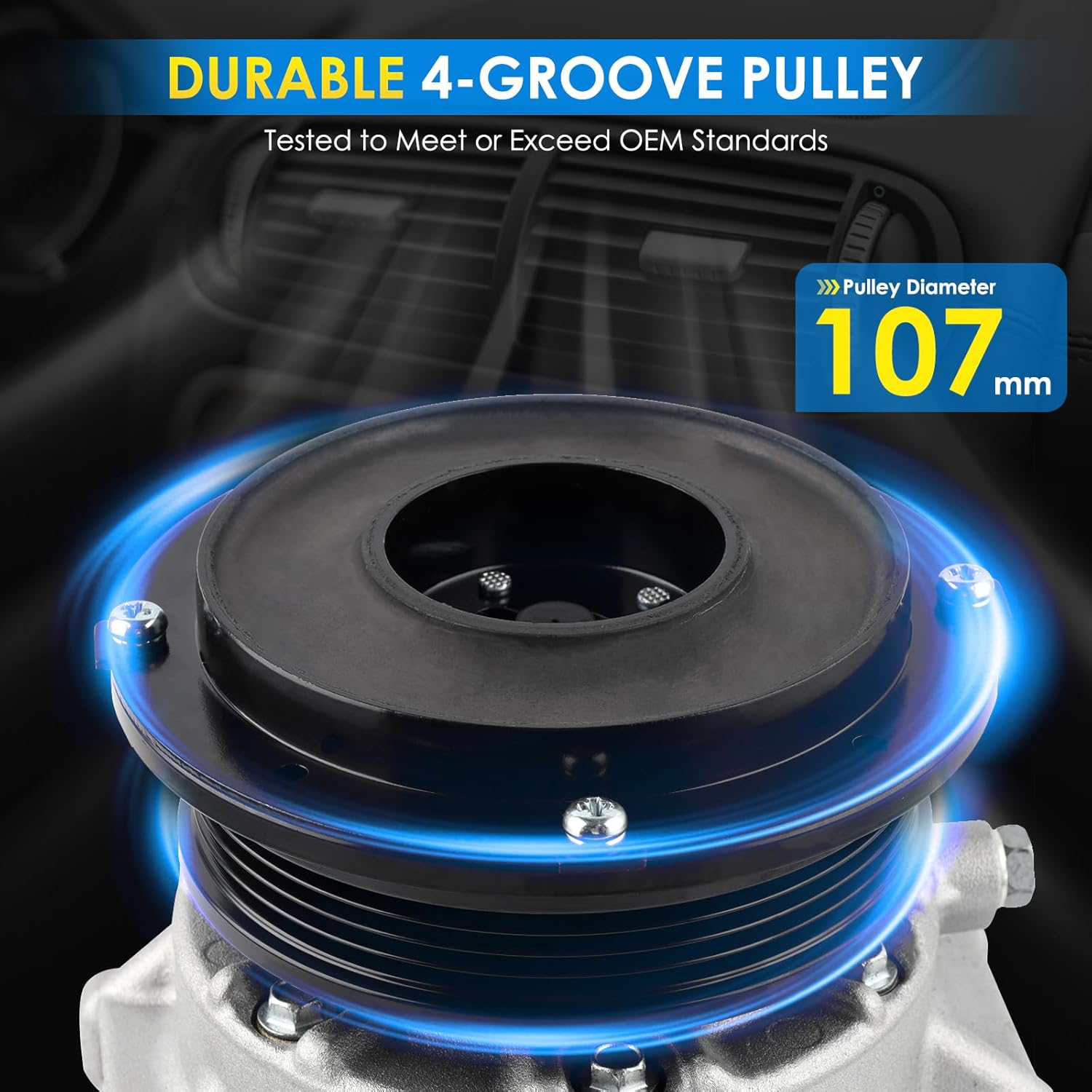 Car A/C Compressor Fit for Toyota Camry 2.4L L4 2009, Camry 2.5L L4 2010-2011 Automotive Replacement AC Compressor 158380, 8831006390, 8831033290 A/C Compressor for Car CO 11270C