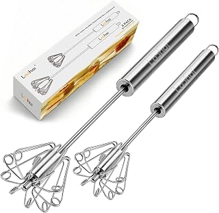 Upgraded Stainless Steel Semi-Automatic Whisk - Easy to Use Whizzy Whisk, Versatile Wisker Tool for Cooking, Kitchen Essential Egg Beater for Baking, Whisking, Beating & Stirring (10+12in)