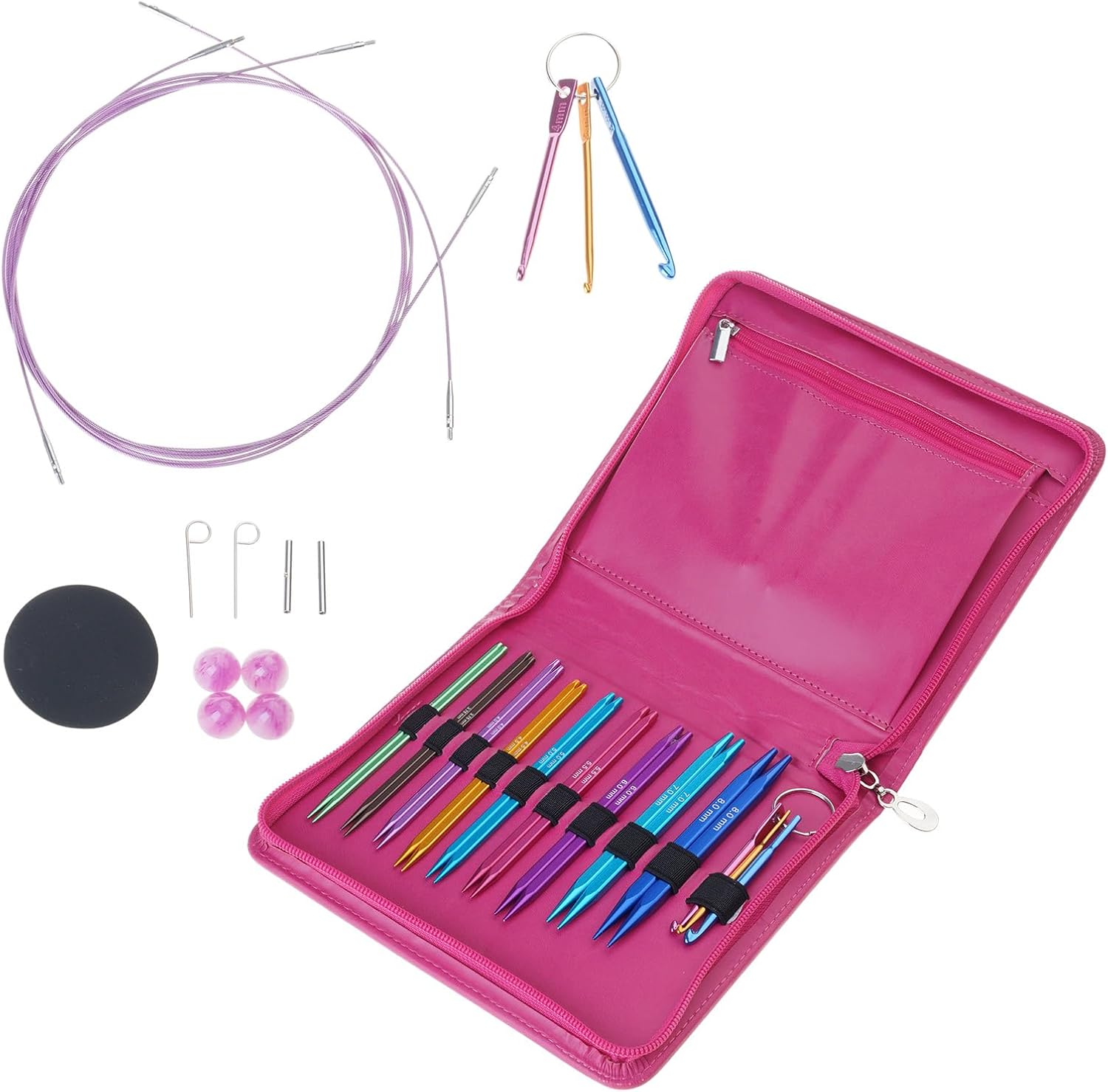 交換可能な編み針セット 3.5 ミリメートル-8.0 ミリメートルアクセサリー人間工学に基づいた編み物と円形アルミニウム