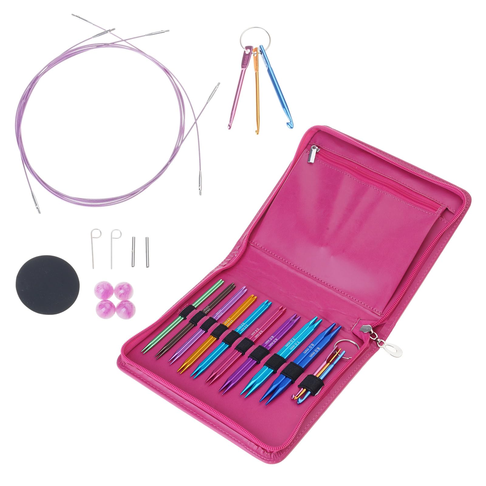 9Pairs Interchangeable Circular Knitting Needle Set 3.5mm-8.0mm Aluminum Set for Sweater Sock Ergonomic