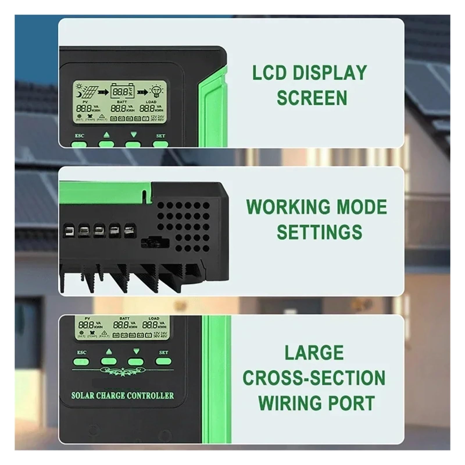 Kontroler Słoneczny, Regulator baterii panelu słonecznego 40/50/60A WIFI MPPT Regulator ładowania słonecznego(60A-Built-in WIFI)