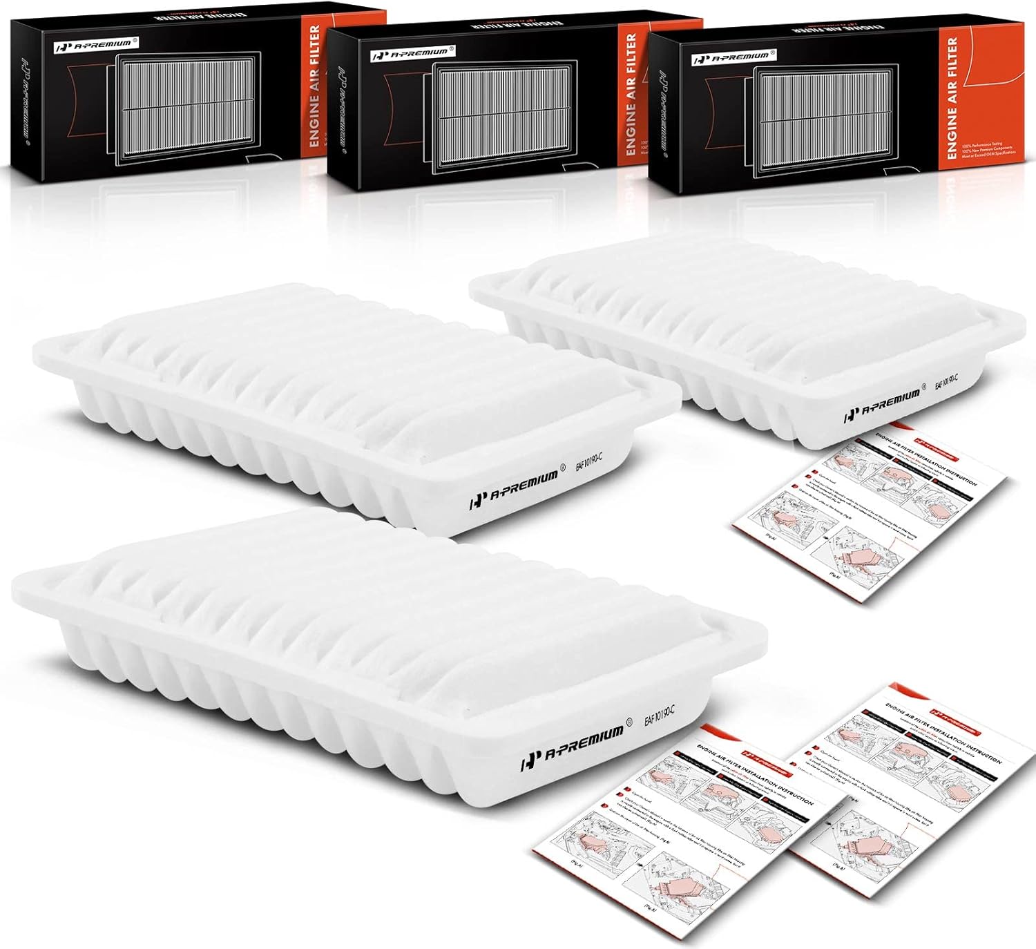 A-Premium 3-PC Engine Air Filter Compatible with Toyota, Pontiac & Scion Models - Corolla 2009-2019, Matrix 2009-2014, Yaris 2006-2018, Vibe 2009-2010, iM 2016, xD 2008-2014