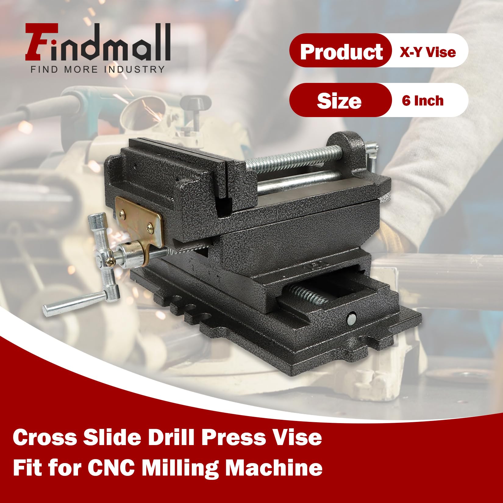 findmall Prensa de taladro deslizante transversal de 6 pulgadas para trabajo pesado, compuesto de mesa de trabajo, prensa de taladro X-Y compuesto para fresadora CNC, máquina de perforación y otros