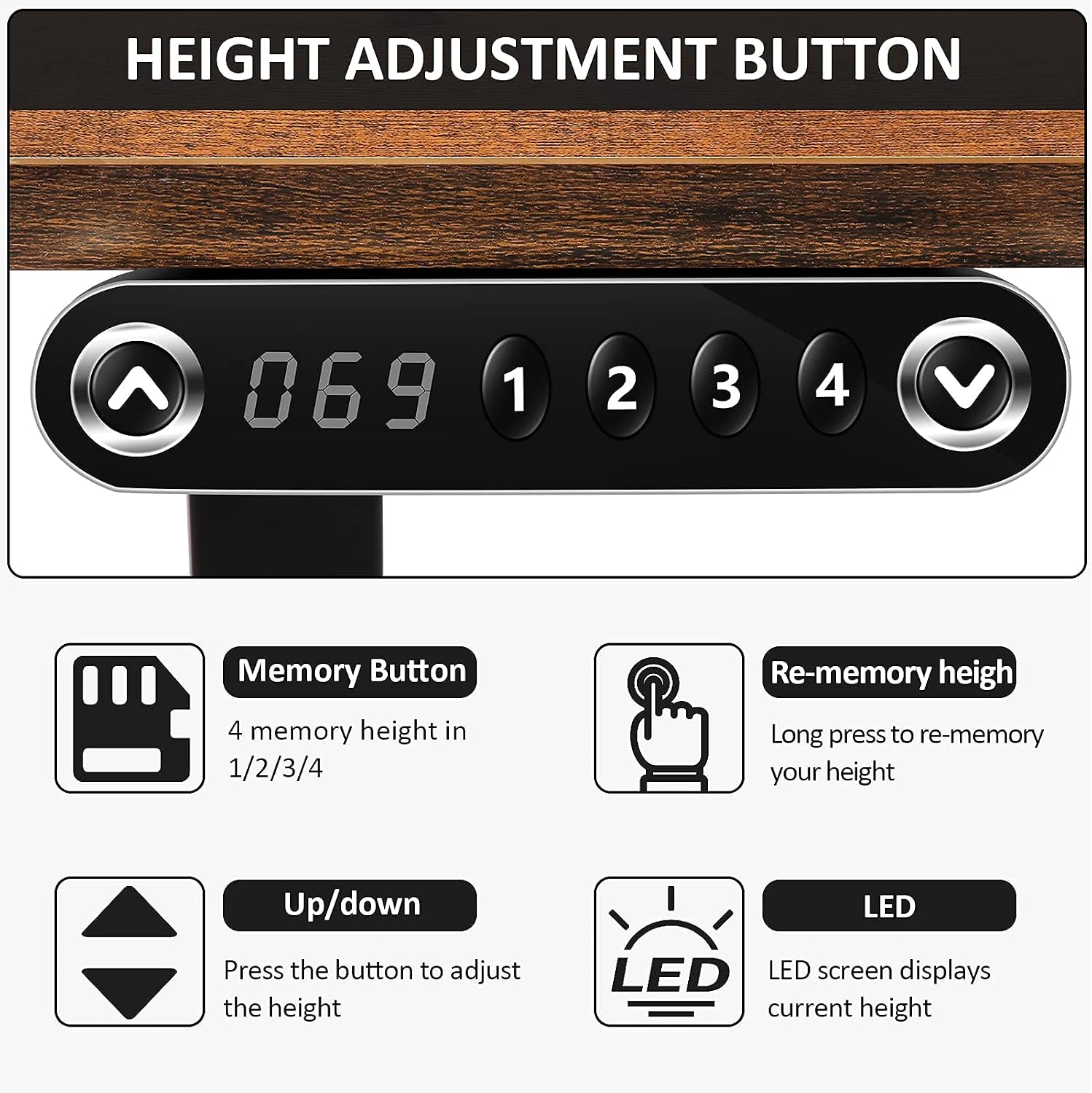 Electric Standing Desk 48 x 24 inches, Adjustable Height Computer Desk, Ergonomic Sit Stand Home Office Desk, Four Preset Heights, Current Protection Function, 27''-45'' Lifting Range Stand Up Desk