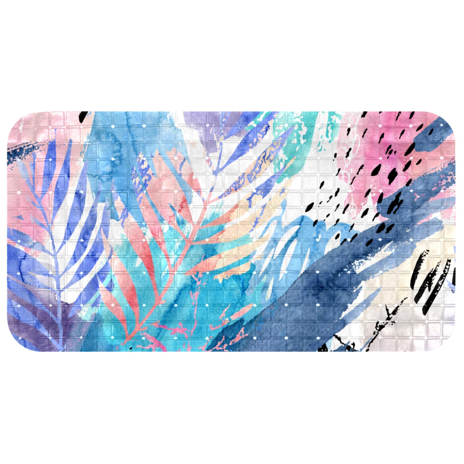 Tapis de bain antidérapant avec ventouses Bennigiry 2 pièces motif exotique 27 x 37cm