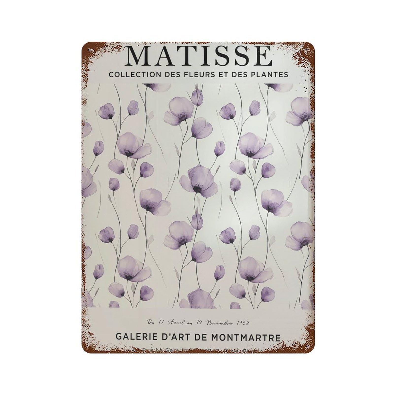 xiaoxiaoshen Henri Matisse Flower Market Purple Flower. Plant. Botanical Wall Decor Art Metal Tin Poster Modern Home Decor Art Home Bar Shop Decorations Vintage Sign 40x30cm