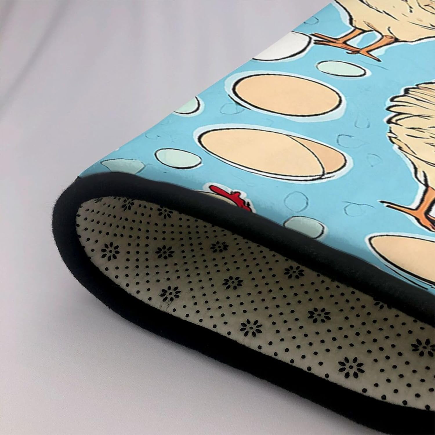 Flannel Non-Slip (Creative Cartoon Chicken) Rug Pad 80×50in Soft Washable Protective for Hardwood Floors Bedroom Bathroom Living Room