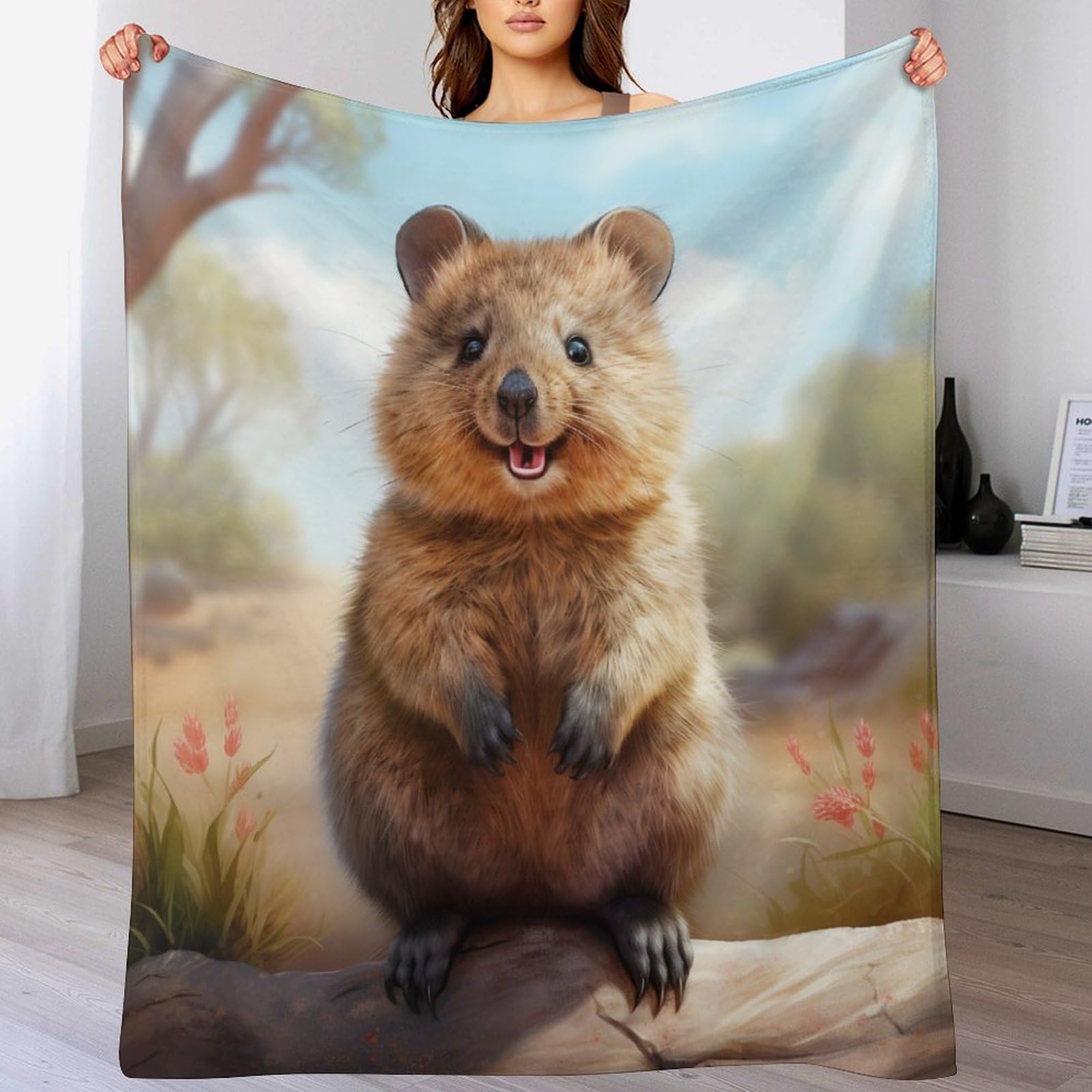 Manta de forro polar para sofá con diseño de hámster, colcha de felpa de 180x200 cm