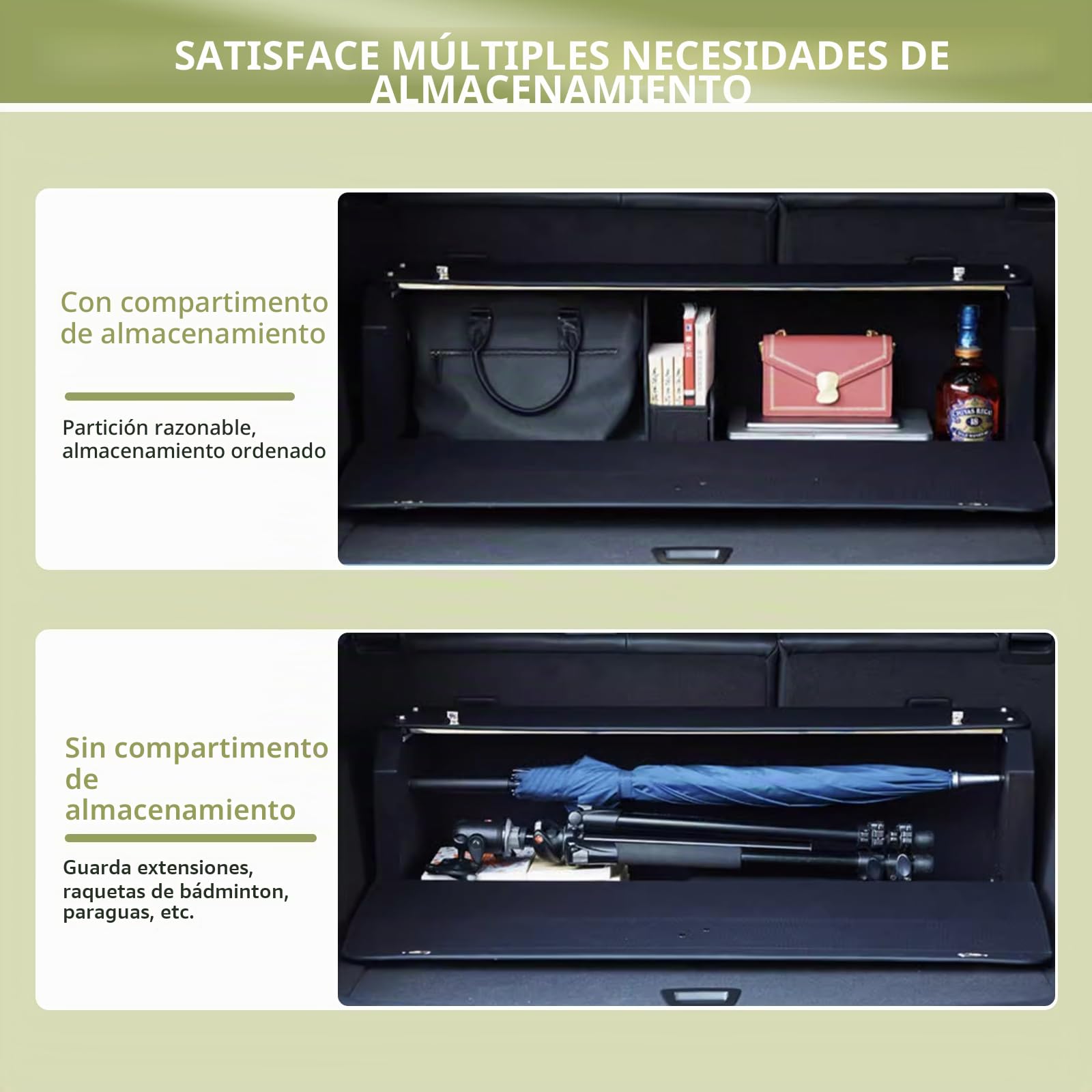 Organizador de Maletero de Gran Capacidad 70L para Coches y SUVs - Caja de Almacenamiento con Tapa, Asa Robusta y Base Antideslizante - Compartimento Extraíble(Negro, 78x29x31cm)