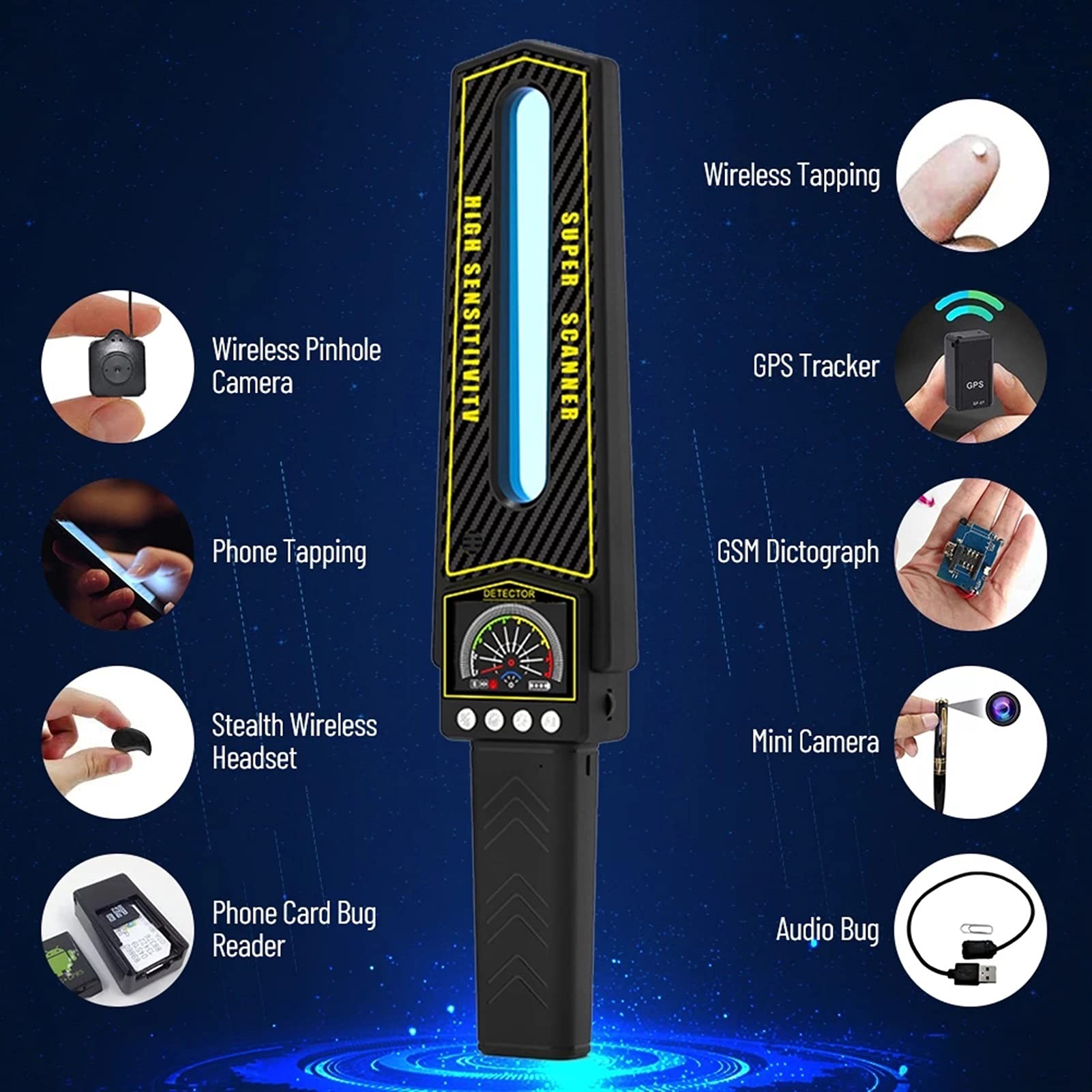 Detector de Metales, Mano de Mano GPS Detector Inteligente AI Detección de Chip Interferencia WiFi gsm Mini Buscador de Errores de señal inalámbrica