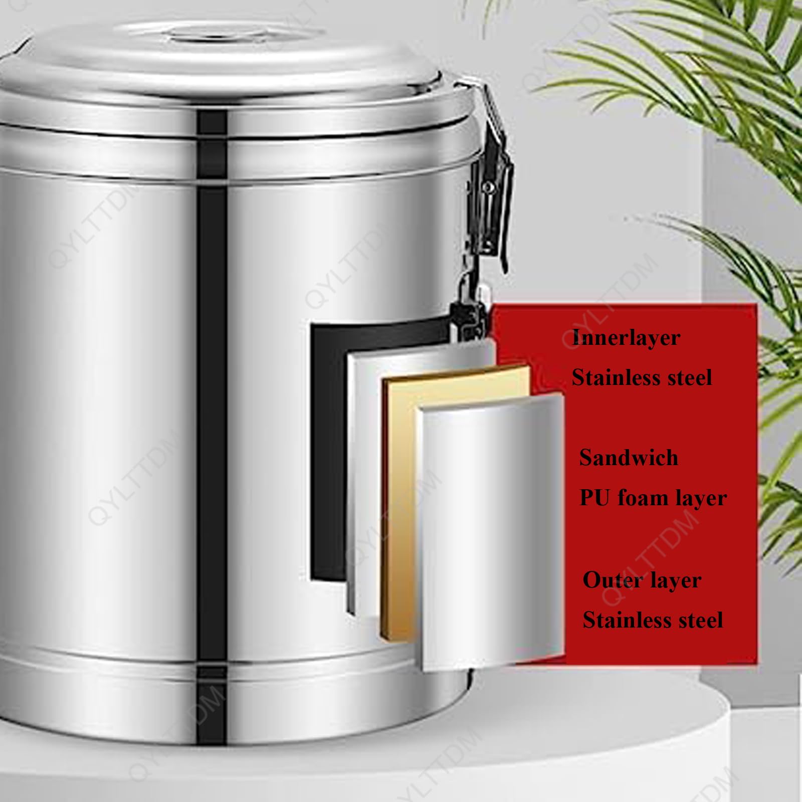 Termo Comercial de Acero Inoxidable para Catering, dispensador de Bebidas isotérmico con Grifo, Recipiente para Bebidas Calientes como Agua, gachas y Sopa.