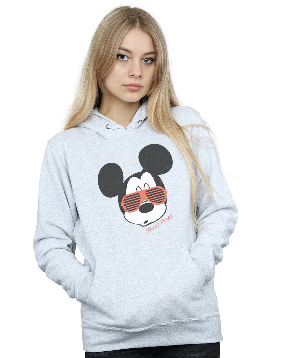 Disney Women's Grey Mickey Mouse Sunglasses Hoodie In Extra Large