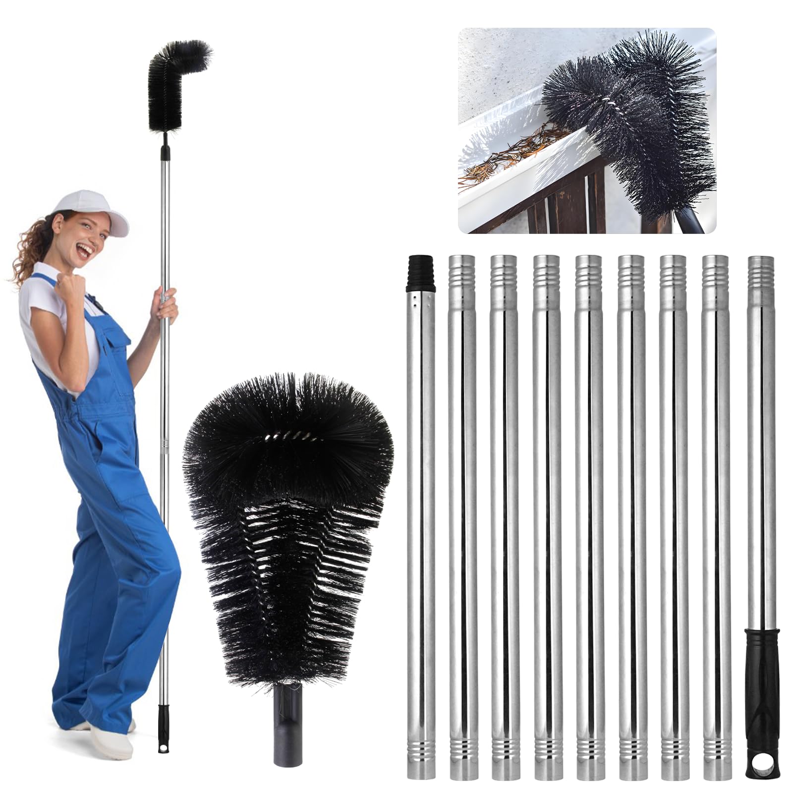 Extension Gouttiere Gutter Cleaning Brush From The Ground 10.1FT ...