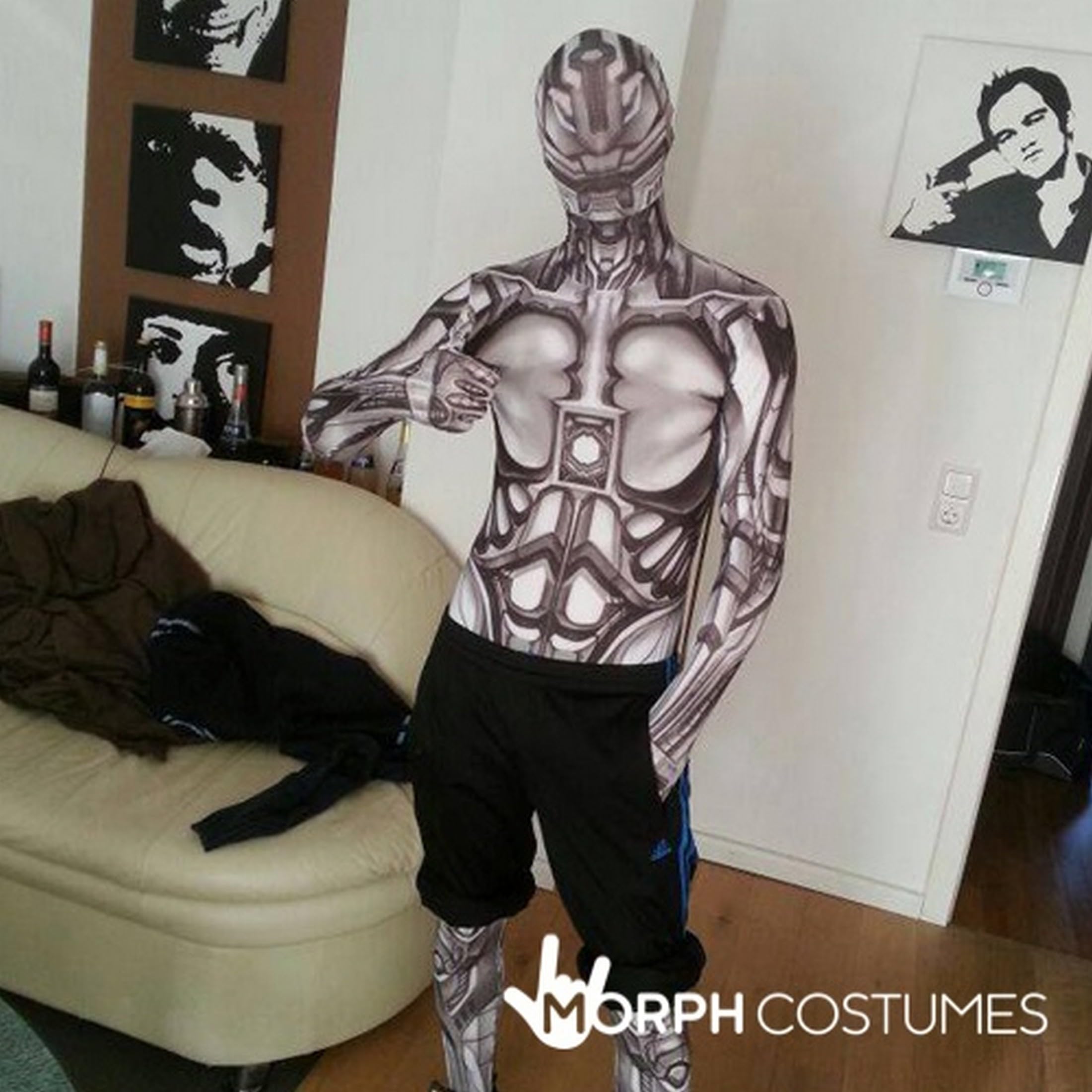 Morphsuits Disfraz Terror Hombre, Disfraz Zombie Halloween Hombre | Mono Integral con Capucha, Azul, Cierre de Cremallera, Perfecto para Halloween, Ideal para Cosplay