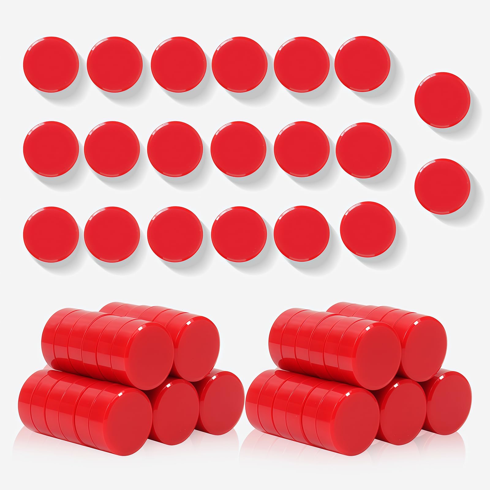 QOJOPU Fridge Magnets, 80PCS Strong Red Round Mini Magnets for Adults - Small Heavy Duty Magnets for Whiteboard, Crafts, Notice Board, Office, Classroom - Cute Decorative Magnetic Dots for Home School