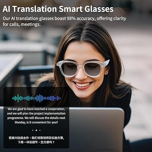 Miniatura 9 de Lentes inteligentes AI, lentes de traducción Bluetooth para hombres y mujeres, lentes de sol de audio inteligentes con traducción en tiempo real