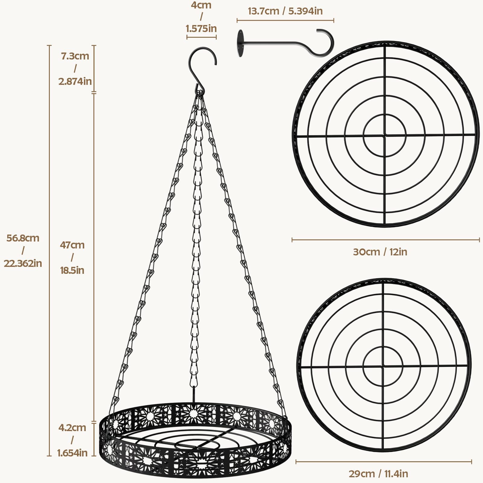 Dobyusf Hanging Planters for Indoor Plants, Modern Plant Hanging Basket Pot Holder with Ceiling Hook for Indoor Outdoor - 2 Pack