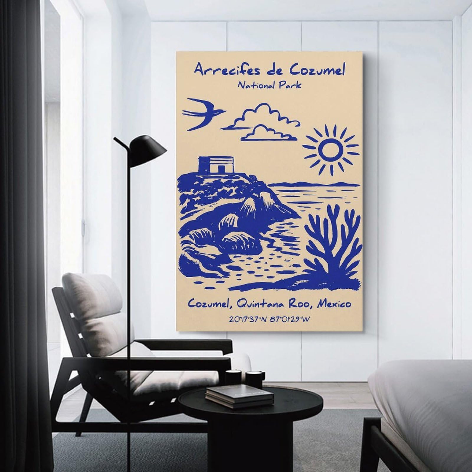 Junmoney Room Decor Wall Art Arrecifes De Cozumel National Park, 24x36inch(60x90cm), for Gallery Wall Layouts in Home Or Office, Home Wall Art for Statement Displays