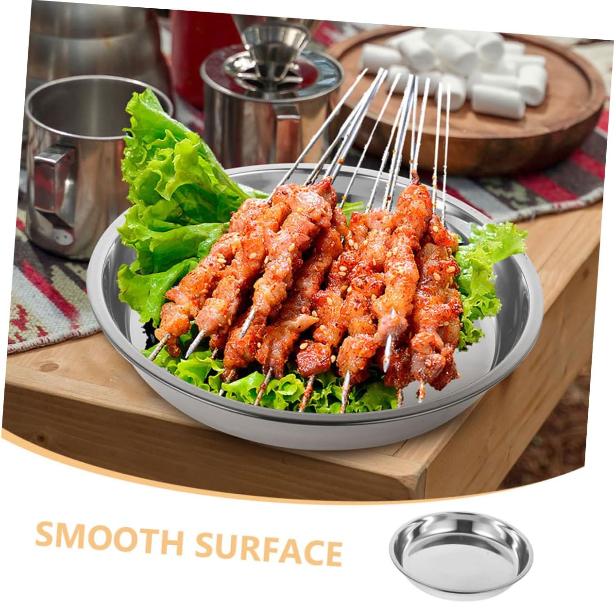Mipcase Stainless Steel Dinner Plate Round Food Tray for Bbq Camping and Family Gatherings Heavy-duty Design Elegant Polished Finish Durable Serving Plate