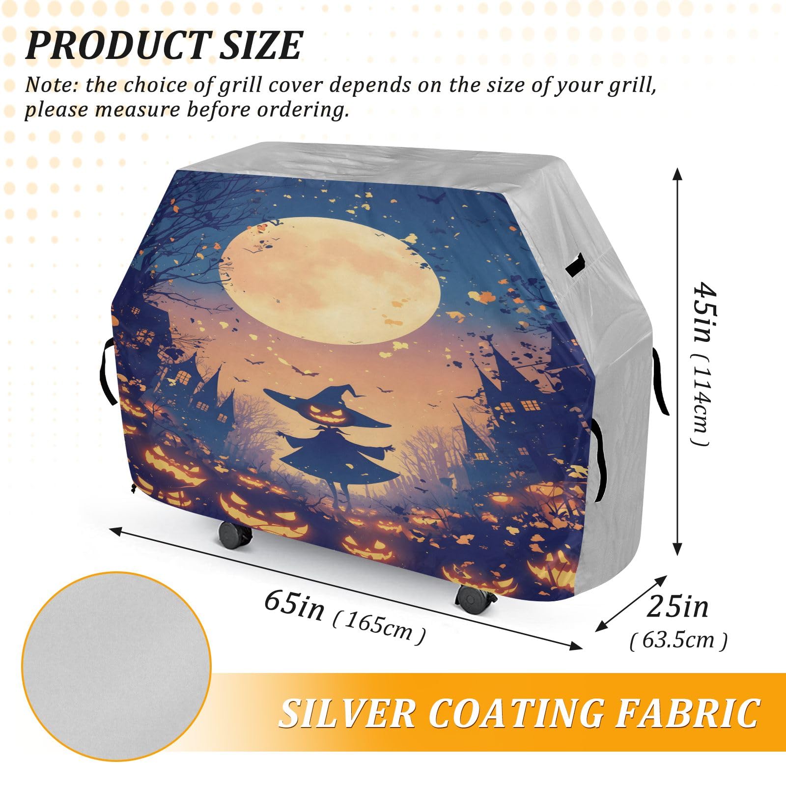 Copertura per barbecue di alta qualità, impermeabile, resistente allo sbiadimento, resistente, adatta per griglie fino a 63 cm di zucca con cappello