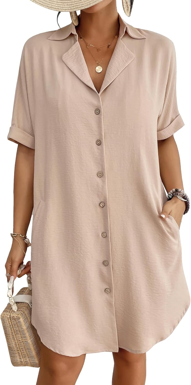 Bsubseach Womens Bathing Suit Cover Ups Bikini Swimsuit Coverup for Women 2026 Button Down Beach Dress Shirt