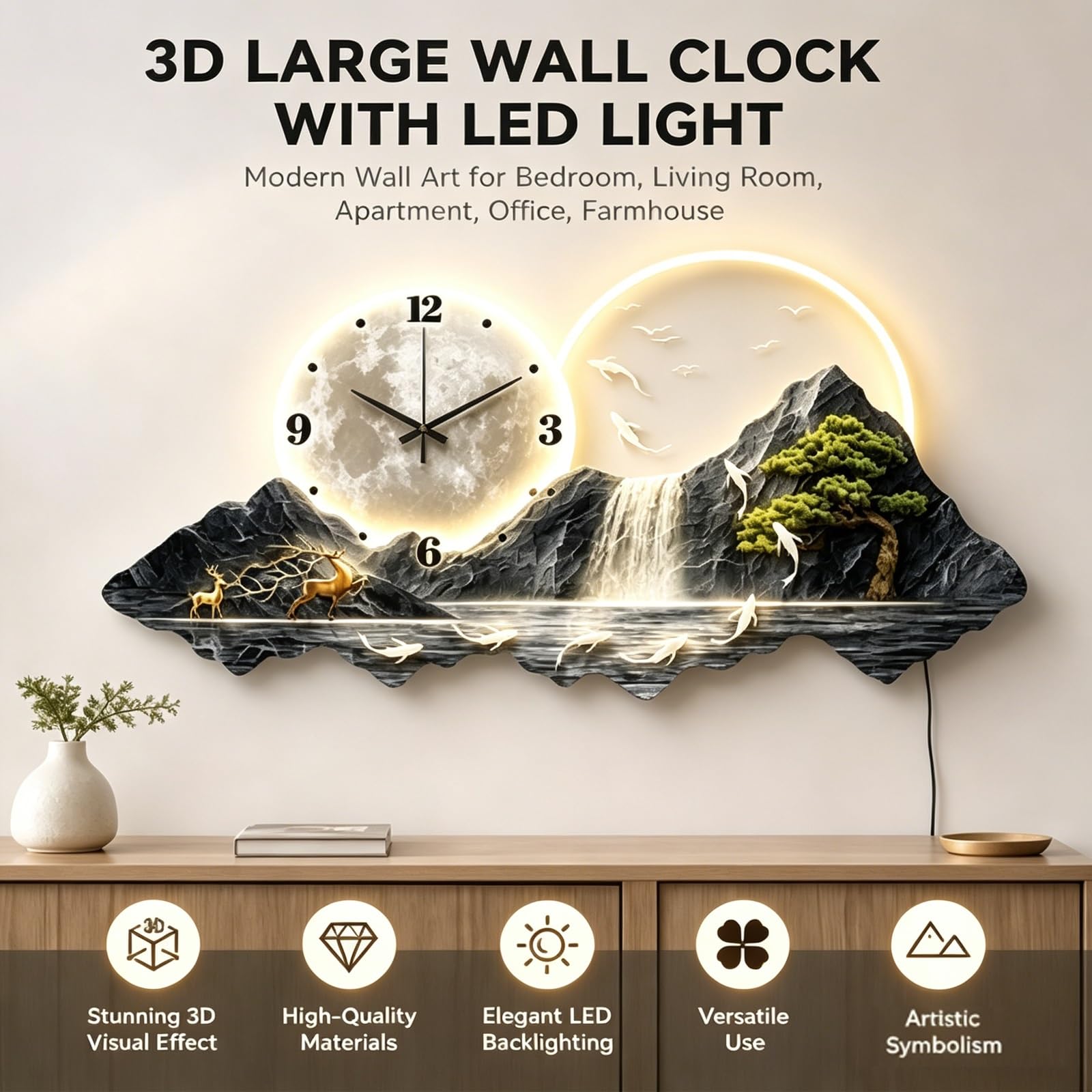 Orologio Design Da Parete，silenzioso Orologio Decorativo Moderno For Soggiorno, Cucina E Ufficio, Reloj De Pared Modernos 3D Para Sala
