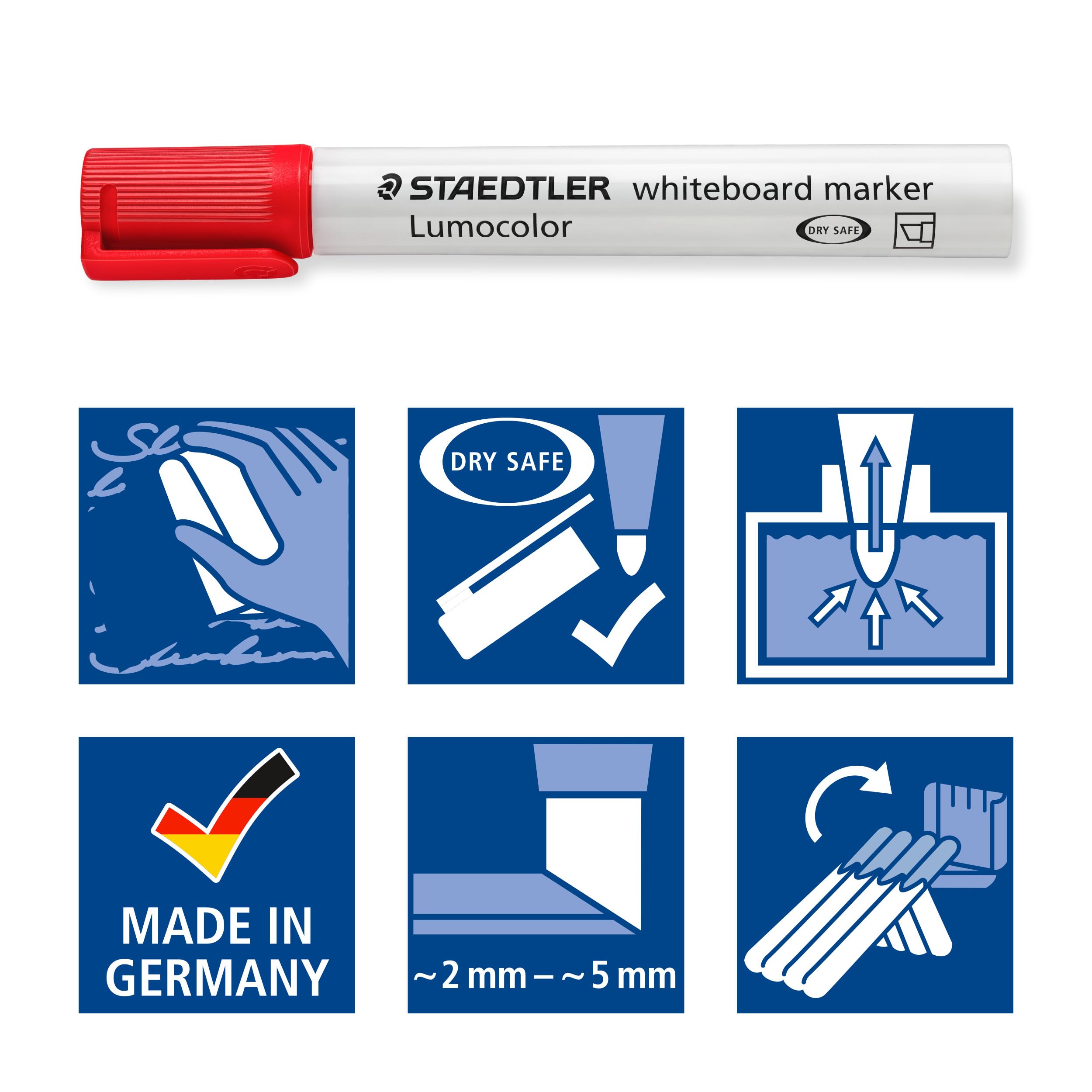 Staedtler 351 B WP8XST Zestaw Markerów Suchościeralnych do Tablic Wielokolorowe 8 Sztuk