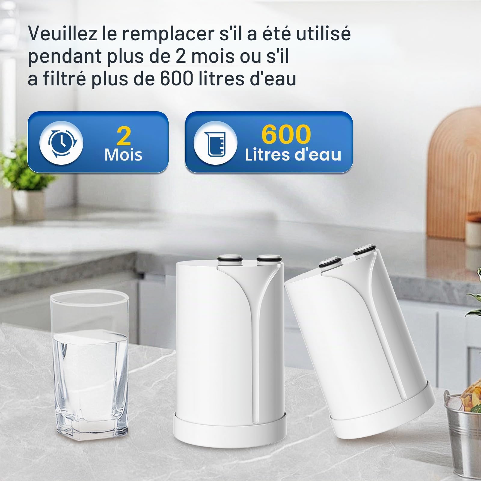 GOLDEN ICEPURE Brita On Tap Pro V-MF ，Brita Filtre Robinet pour Système de Filtration sur Comptoir 600l，paquet de 4
