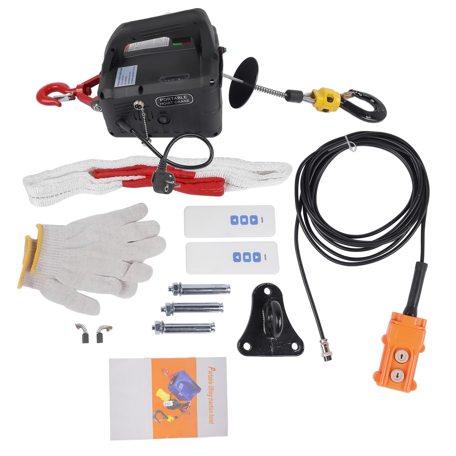 3 in 1 Elektrische Seilwinde 498.95 kg, 1500W Tragbarer Elektrischer Seilzug mit Kabelloser Fernbedienung und Überlastungsschutz, 7 m Hubhöhe, ≥4 m/min Hubgeschwindigkeit