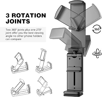 Perilogics Universal in Flight Airplane Phone Holder Mount. Hands Free Viewing with Multi-Directional Dual 360 Degree Rotation. Pocket Size Must Have Airplane Travel Essential Accessory for Flying
