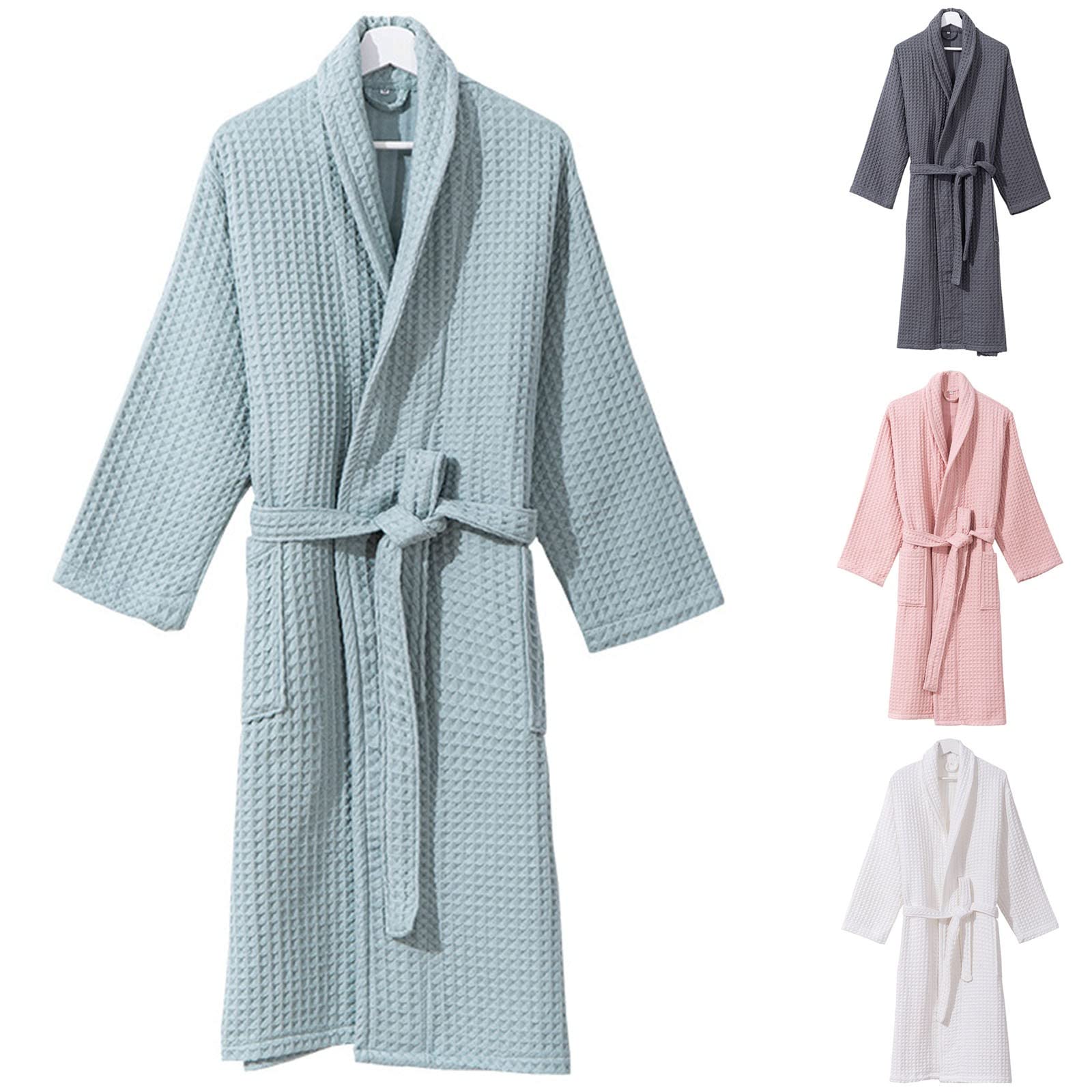 Generisch Albornoz para mujer, mullido, de pique, kimono, suave, ligero, bata de sauna, ropa de dormir, cómoda bata de baño con cinturón, bata de baño para mujer
