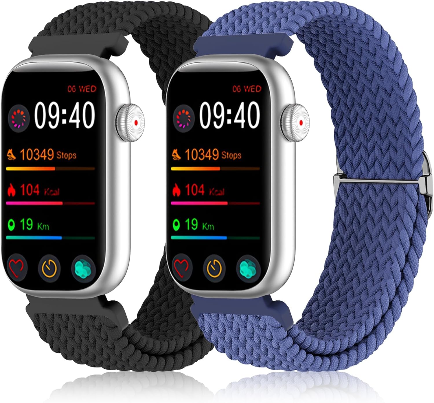 2 Pack Stretchy 16mm Braided Nylon Bands Compatible...