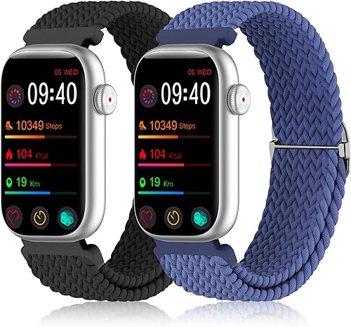 Paquete de 2 bandas elásticas de nailon trenzadas de 0.63 pulgadas compatibles con FITVII HM08MorePro HM08Amzhero-Runfit D26KALINCO Slim Fitness