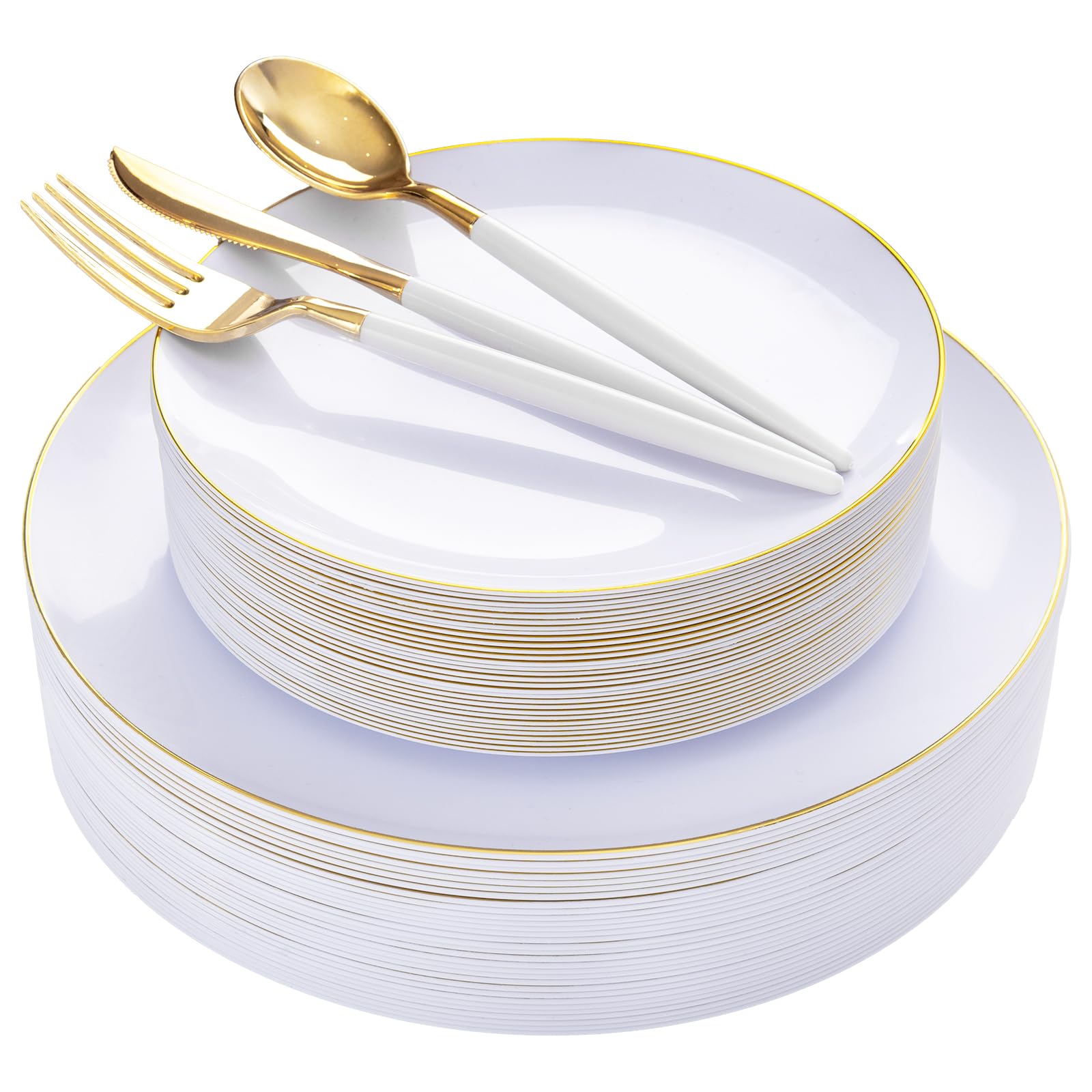 Gold Disposable Plates & Cutlery Set - Party Wedding -1