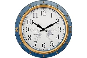LOMANDA 16" Waterproof Outdoor Clock with Thermometer and Hygrometer
